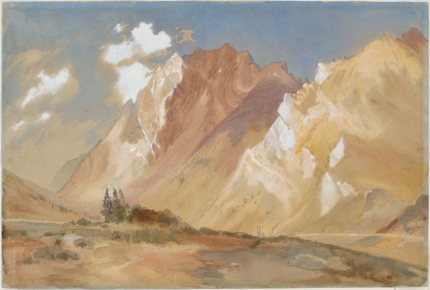 Thomas Moran watercolor of Mount Superior rising above Alta, painted around 1879
